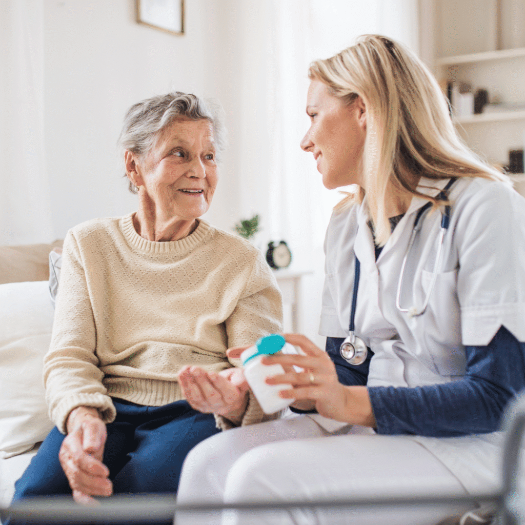 elderly woman patient and clinician